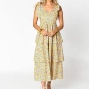 Buddy Love Yellow Floral Midi Dress